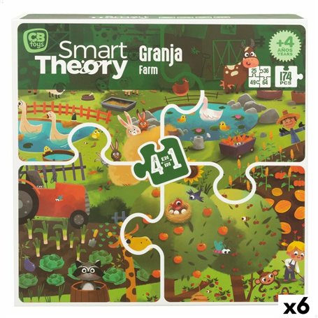 Puzzle Enfant Colorbaby 4 en 1 174 Pièces Ferme 68 x 68 cm (6 Unités)