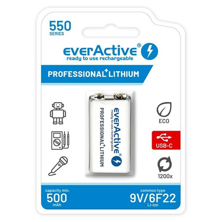 Piles Rechargeables EverActive EVHR22-550C 9 V
