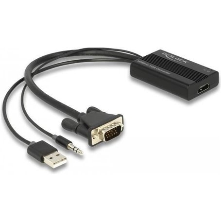 Delock - Spannungsversorgungs-/Audio-/Videoadapter - HD-15 (VGA), Ster