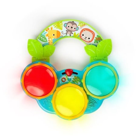 BRIGHT STARTS Jouet musical Safari Beats, 3 tambours colorés, 2 modes 