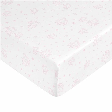 Drap housse Peppa Pig Blanc Rose 105 x 200 cm