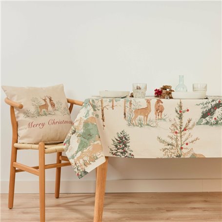 Nappe enduite antitache Muaré Christmas Deer 140 x 140 cm