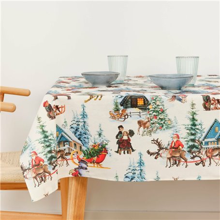 Nappe enduite antitache Muaré  Christmas Landscape 100 x 140 cm
