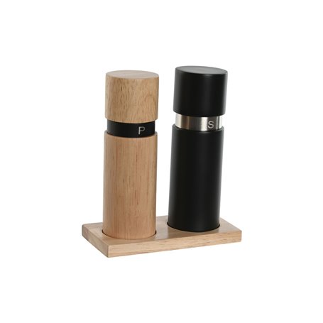 Salière et Poivrière Home ESPRIT Noir Naturel Acier inoxydable Bois d'