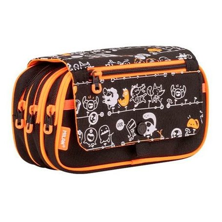 Trousse d'écolier Milan Tandem Noir 13 x 24 x 10 cm