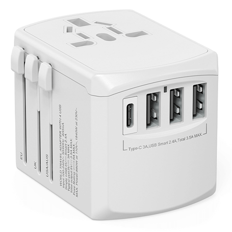 Adaptateur de voyage 15W AUS/EU/UK/US Blanc Xoopar