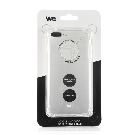 We coque de protection ANTI-CHOCS APPLE IPHONE 7+/ 8+ Transparent: 4 coins renfo