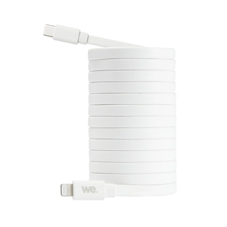 WE C ble USB-C/Lightning m le/m le plat 2m - blanc