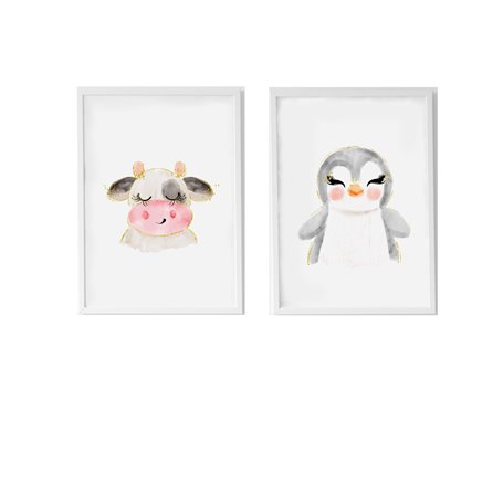 Feuilles Crochetts 33 x 43 x 2 cm Vache Pingouin 2 Pièces