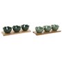 Ensemble à apértif Home ESPRIT Vert Vert foncé Bambou Porcelaine Tropical 4 Pièces 32 x 10 x 7 cm (2 Unités)