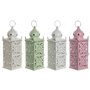 Lanterne Home ESPRIT Blanc Vert Rose Fer Oriental 10 x 10 x 30 cm (4 Unités)