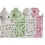 Lanterne Home ESPRIT Blanc Vert Rose Fer Oriental 10 x 10 x 30 cm (4 Unités)