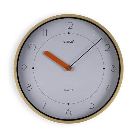 Horloge Murale Versa Blanc Marron Plastique Quartz 4 x 30 x 30 cm