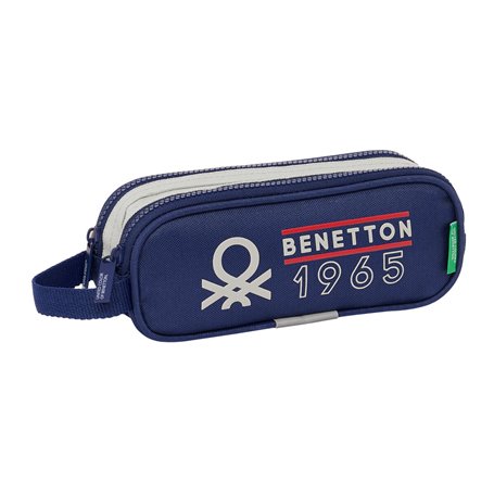 Trousse Fourre-Tout Double Benetton Varsity Gris Blue marine 21 x 8 x 6 cm