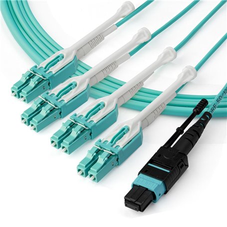 StarTech.com MPO8LCPL3M câble de fibre optique 3 m MPO/MTP 8x LC OM3 Couleur aqua