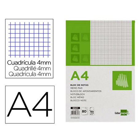 Bloc de Notes Liderpapel BN01 Blanc A4 80 Volets