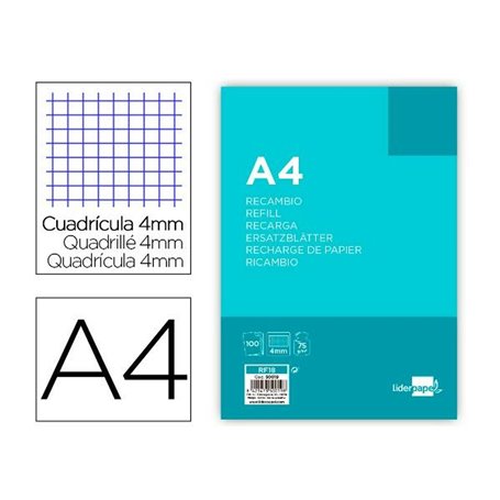 Rechange Liderpapel RF18 Blanc A4 100 Volets