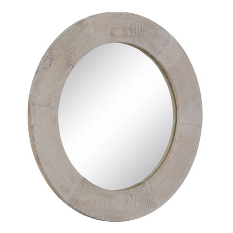 Miroir mural Blanc Naturel Verre Bois de manguier Bois MDF Vertical Rond 61 x 2