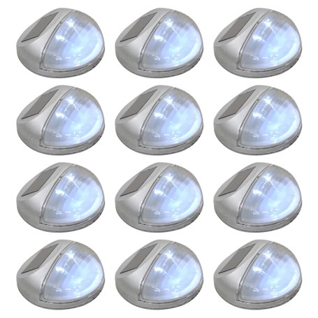 vidaXL Lampe solaire murale à LED d'extérieur 12 pcs Rond Argenté