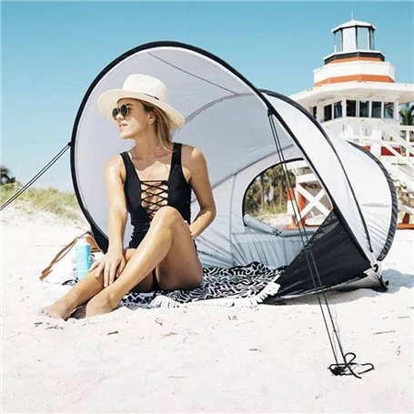 DERYAN Tente de plage escamotable XXL 155x133x95 cm Argenté