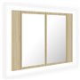 vidaXL Armoire à miroir à LED de bain Chêne sonoma 60x12x45 Acrylique