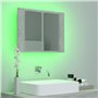 vidaXL Armoire de salle de bain à miroir LED Gris béton Acrylique