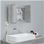 vidaXL Armoire de salle de bain à miroir LED Gris béton Acrylique