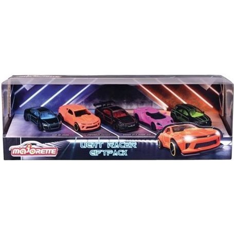 Majorette - Coffret cadeau Light Racer - 5 voitures miniatures de marque reconnue - 7