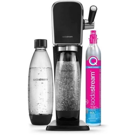 SodaStream ART Machine a Eau Pétillante - Pack 2 Bouteilles 1L Compatibles Lave-Vaisselle + 1 Recharge de Gaz 60L a Clipser - No