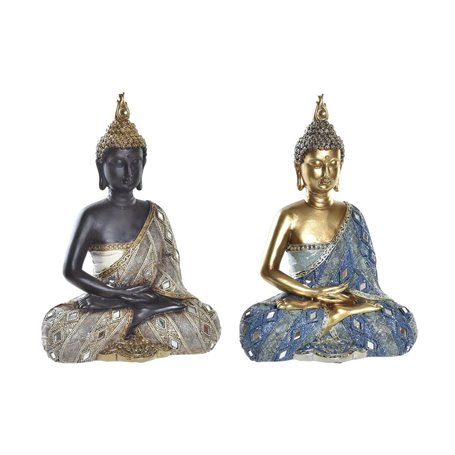 Figurine Décorative DKD Home Decor Bleu Doré Marron Buda Oriental 20 x 11 x 29 cm (2 Unités)