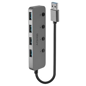Lindy 43309 hub & concentrateur USB 3.2 Gen 1 (3.1 Gen 1) Type-A 5 Mbit/s Gris