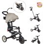 Tricycle évolutif EXPLORER 4 EN 1 PLIABLE - GLOBBER - Taupe - Draisienne - de 10 mois a 5 ans - Montage sans outils