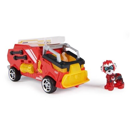 PAW Patrol - La Super Patrouille Le Film - Véhicule + Figurine Marcus - Voiture Figurine Pat Patrouille À Collectionner - Sons L