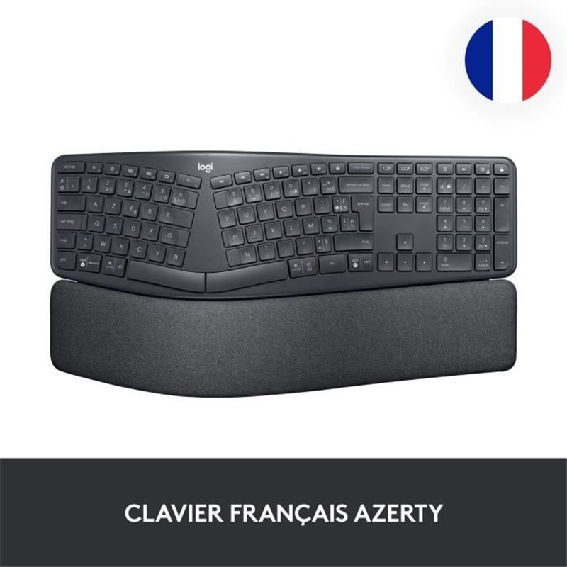Image secondaire de Logitech Ergo K860 clavier RF sans fil + Bluetooth Français Graphite