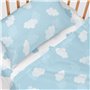 Jeu de draps HappyFriday Basic Kids Clouds Bleu 2 Pièces