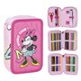 Pochette à crayons triple Minnie Mouse Fuchsia 12
