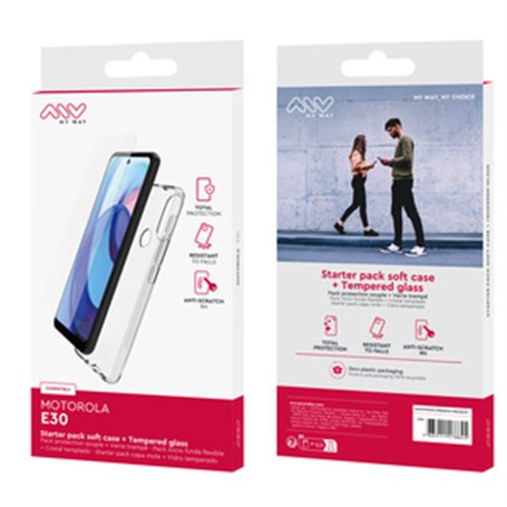 STARTER PACK COQUE SOUPLE + VERRE TREMPE MOTOROLA E30