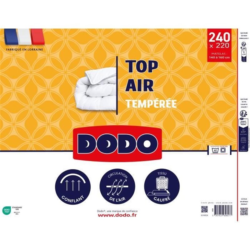 Image secondaire de Couette tempérée - Dodo - TOP AIR - 220 x 240 cm - 300G/M² - Blanc