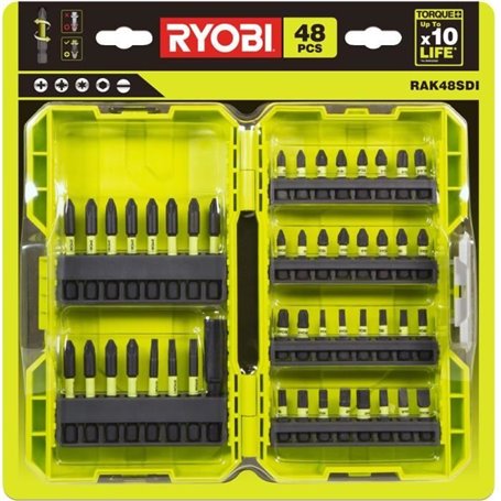 Coffret de vissage RYOBI RAK48SDI - 48 embouts ultra-résistants - antichocs