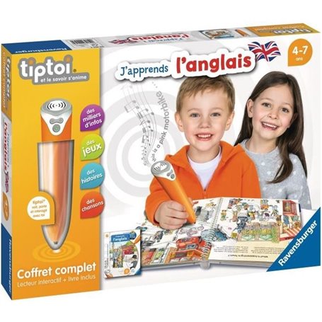 Ravensburger Tiptoi - Coffret Complet Lecteur Interactif Livre J'Apprends L'Anglais
