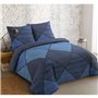 VISION - Parure de lit  HAROLD  - 100% coton - 1 housse de couette 240 x 220 cm + 2 taies d'oreiller 65x65cm - Bleu