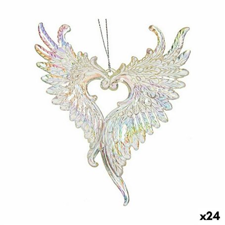 Décorations de Noël Ailes d'ange Nacre noire Plastique Paillettes 12 x 13 x 2