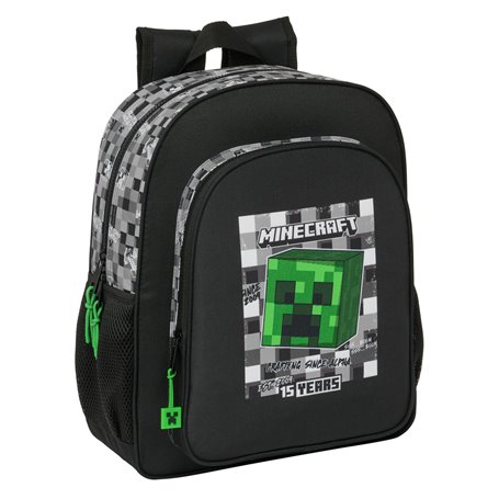 Cartable Minecraft Noir Gris 32 X 38 X 12 cm