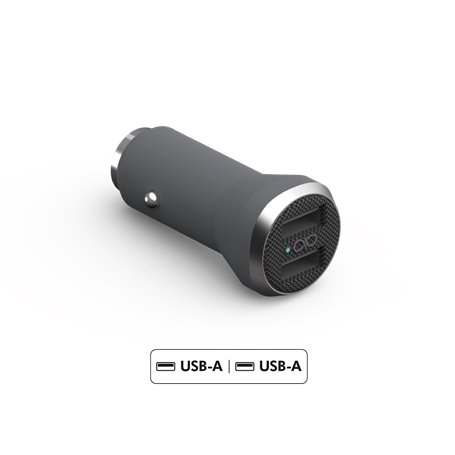 Double Chargeur voiture 4.8A (2.4+2.4A) FastCharge Gris - Garanti à vie Force Power