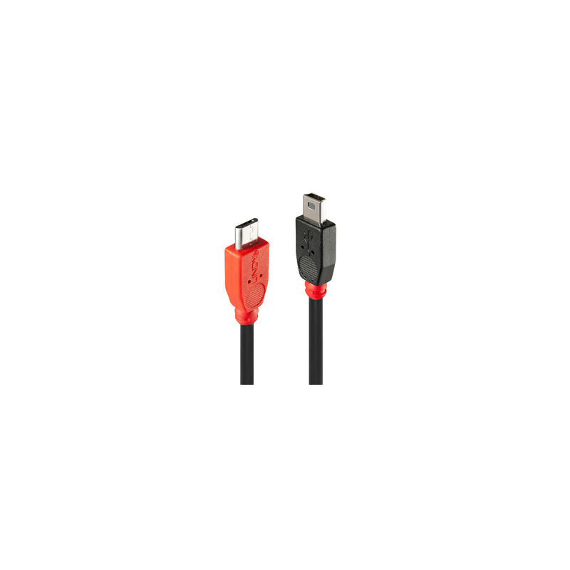 Lindy 31719 câble USB 2 m USB 2.0 Mini-USB B Micro-USB B Noir, Rouge