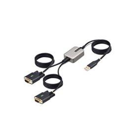StarTech.com 2P6FFC-USB-SERIAL changeur de genre de câble USB-A 2 x DB-9 RS-232 Noir