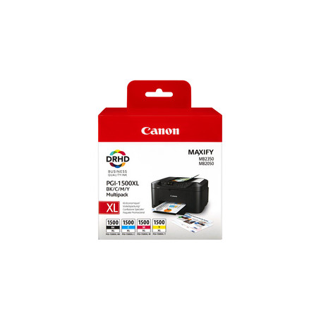 Canon Multipack de cartouches d'encre noire/cyan/magenta/jaune haut rendement PGI-1500XL