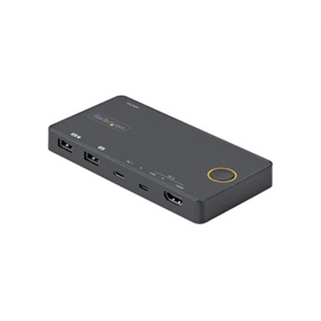 StarTech.com Switch KVM Hybride 2 Ports USB-A + HDMI & USB-C - Écran Unique HDMI 2.0 4K 60Hz - Commutateur KVM Compact HDMI Desk