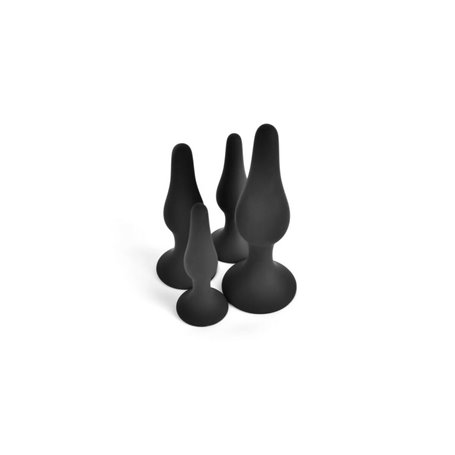 Plug Anal VSCNOVELTY Noir Silicone Lot 4 Pièces