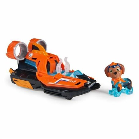 PAW Patrol - La Super Patrouille Le Film - Véhicule + Figurine Zuma - Voiture Figurine Pat Patrouille À Collectionner - Sons Lum
